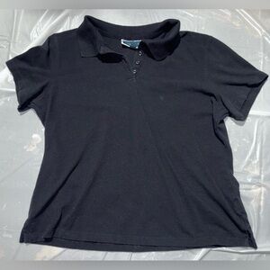 Women’s Karen Scott Petite Large Black Polo Shortsleeve Shirt